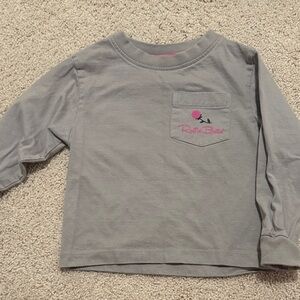 Ruffle Butts Gray Long Sleeve Tee with Pink Logo